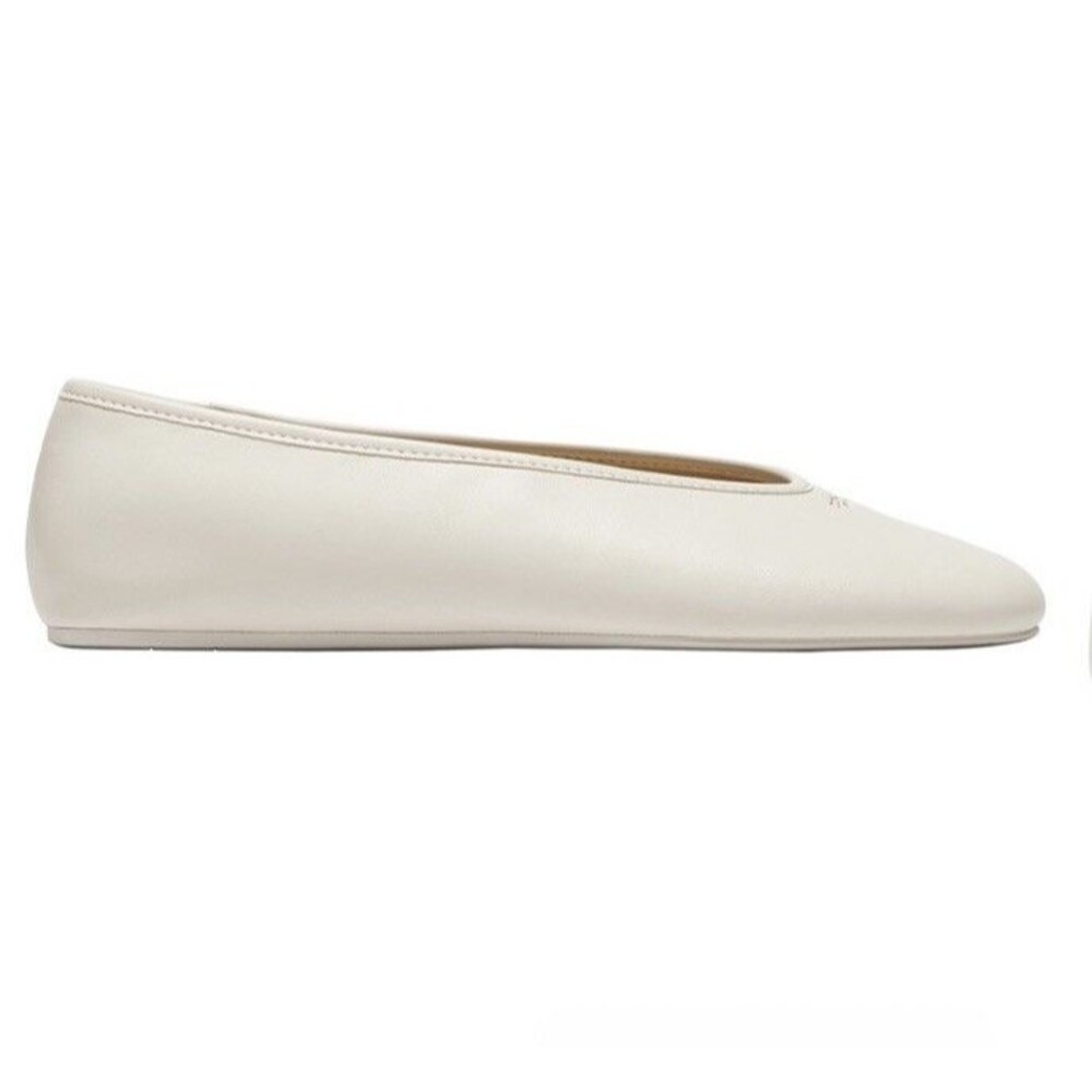 Women's COACH Houston Leather Ballet Flats Chalk Size 7 White - Picture 2 of 4
